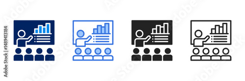 Business Pitch  Icon Set Different Style Collection 