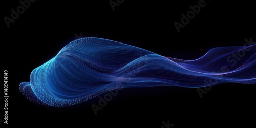 Flowing blue and purple light waves on a black background resembling digital or abstract energy streams