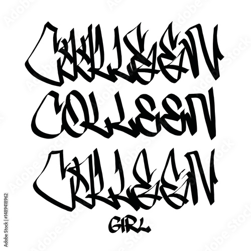 colleen girl holy name list meaning baptism bible christian religius graffiti handstyle lettering tags black and white logo
