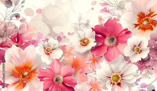 Wallpaper Mural Detailed View of Soft Pink and White Flower Blossoms Torontodigital.ca