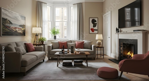 Modern Terraced Room Interior Design in London with Cozy Atmosphere