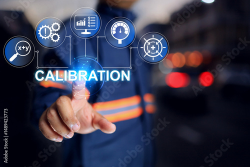 calibration concept with laboratory staff pointing to comply with ISO IEC 17025 which is a standard for testing and calibration measuring instrument in factory