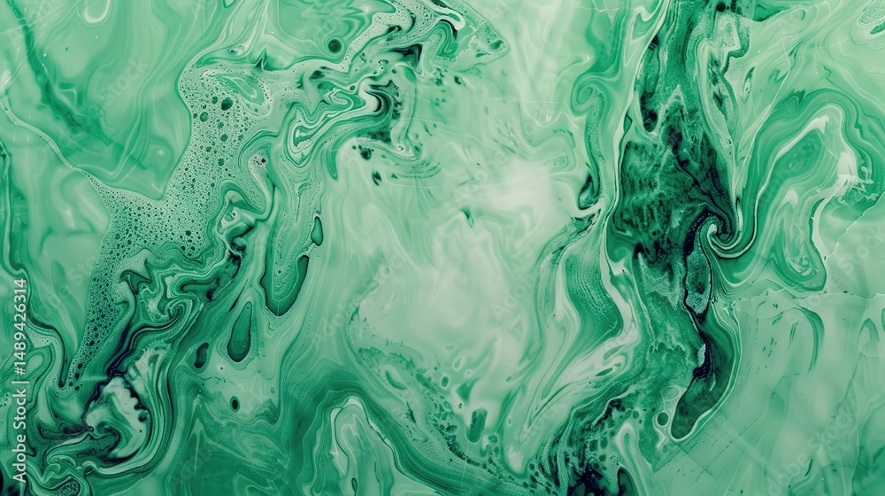 Naklejka premium Close-up of wonderful decorative green marble stone texture featuring intricate veining, vibrant patterns, and luxurious natural aesthetics, perfect for high-end interior design, artistic decoration, 