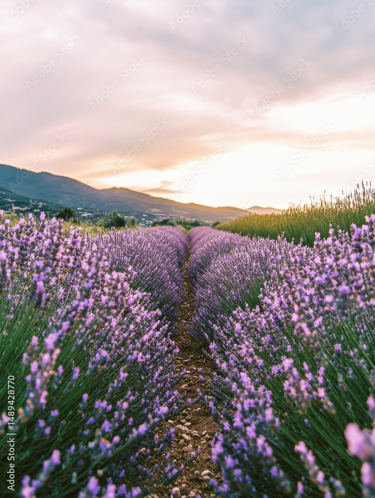 Beautiful Lavender Field Sunset Purple Flowers Nature Landscape Scenery Summer art calm view farm Beautiful Lavender Field Sunset Purple Flowers Nature Landscape Scenery Summer art calm view farm