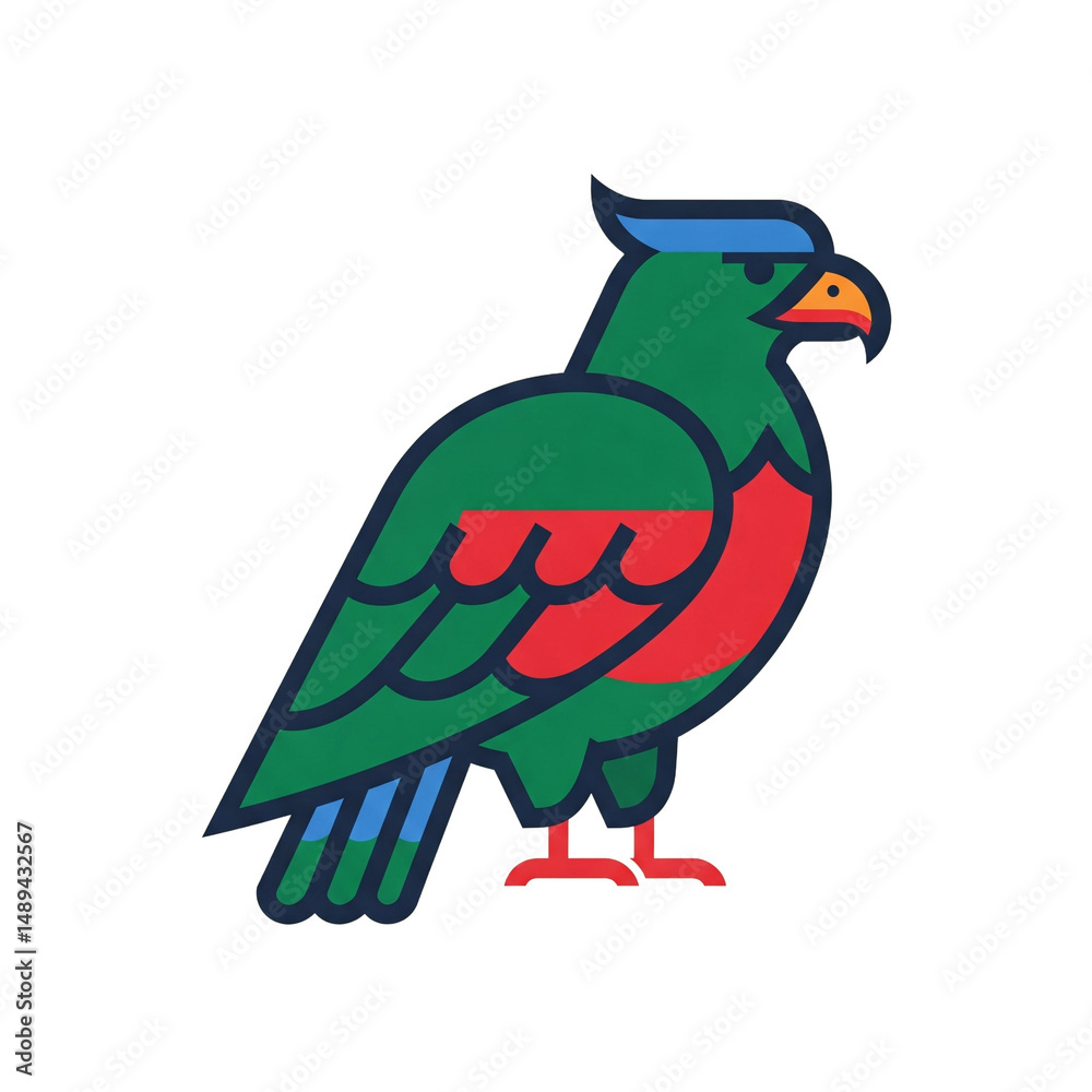 Fototapeta premium Striking Vector Illustration of a Sisserou Parrot, National Bird of Dominica on Black