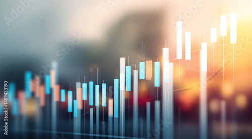 Artistic Stock Market Chart Upward Trend, Financial Growth, Investment Success