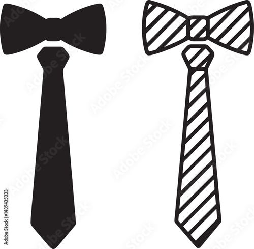 Bow Tie and Necktie Icons Vector – Formal Wear Clipart PNG Set.