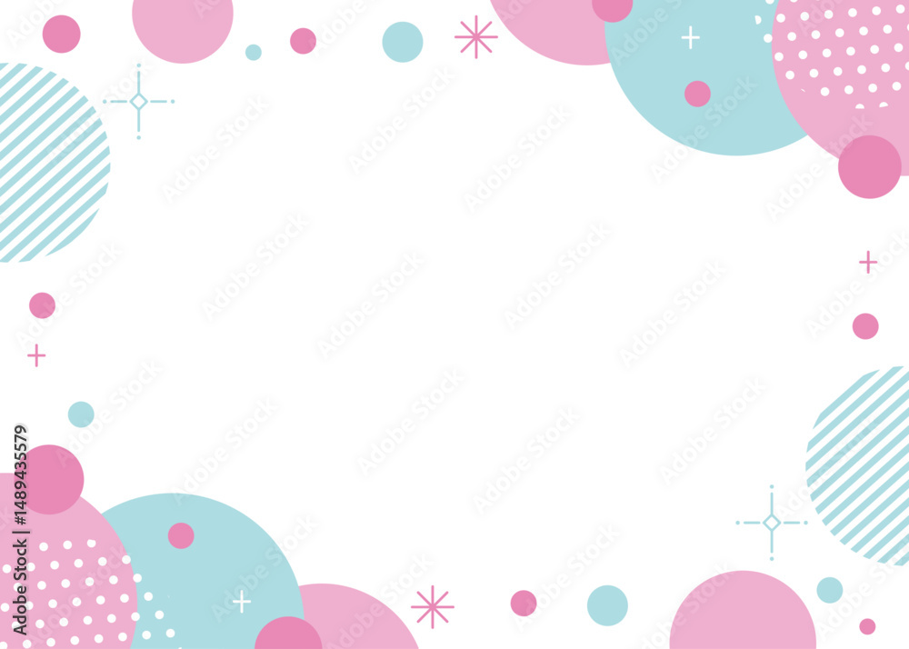ポップデザインのかわいいフレームイラスト ピンク ポップデザインのかわいいフレームイラスト ピンク