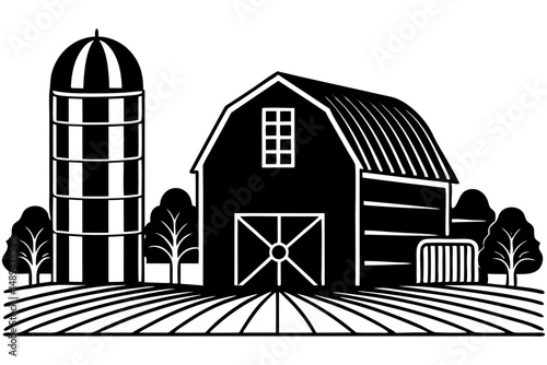 Country Barn and Silo Scene Graphic