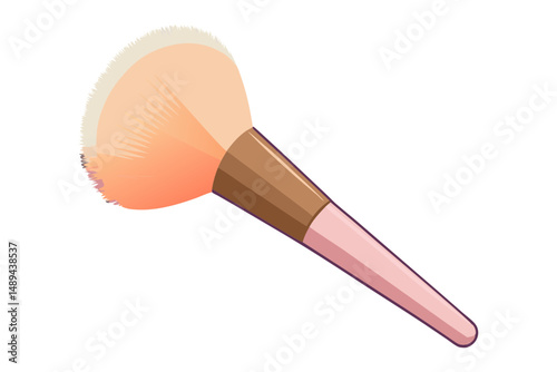 Elegant Wooden Handle Makeup Brush Clipart