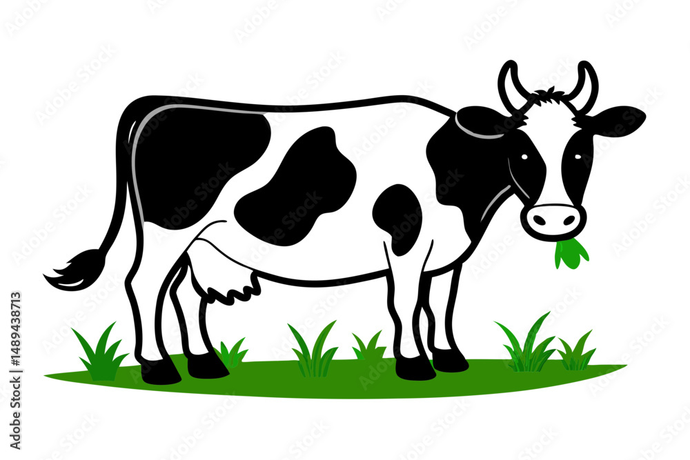 Farm Cow Grazing Scene Illustration Farm Cow Grazing Scene Illustration