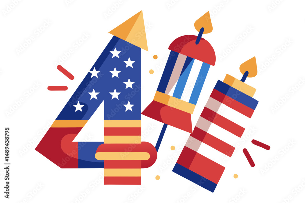 Obraz premium Fourth of July Firecracker Explosion Vector