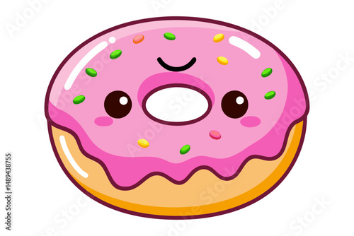 Pastel Colored Donut with Happy Face