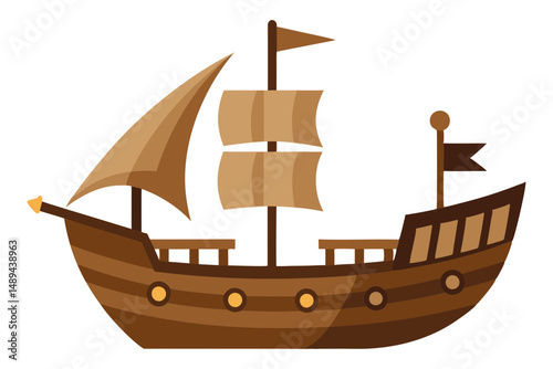 Classic Ship Outline Nautical Vector