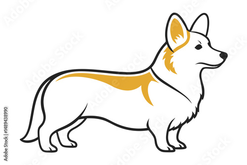 Minimal Corgi Shape Vector Design