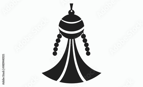 Beaded tassel silhouette, Tassel with beads, Decorative tassel vector, Hanging tassel icon