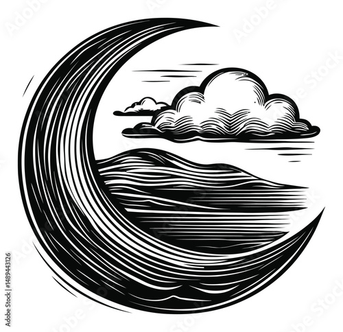 Handcrafted Moon and Cloud Engraving for Artistic Expressions