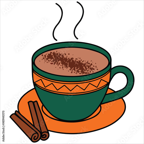 Hot cinnamon salep beverage in cup isolated