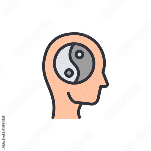 Balance Of Mind Symbolizing Harmony And Equilibrium In Human Head