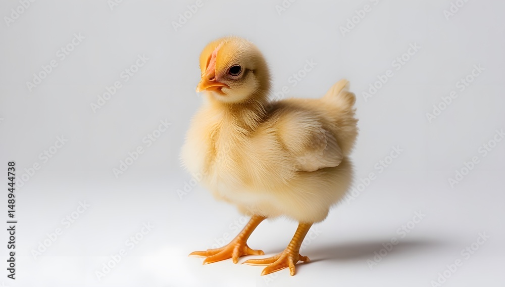 Cute Baby Chick Standing Alone on White Cute Baby Chick Standing Alone on White