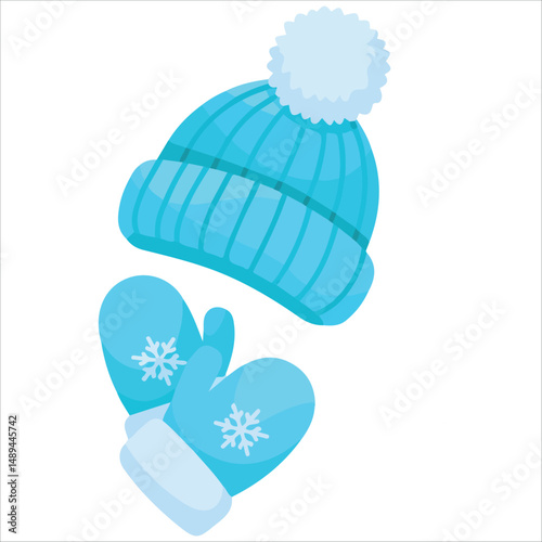 Winter gloves and scarf set isolated