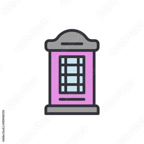 Cute Pink Telephone Booth Vector Illustration Isolated On Transparent