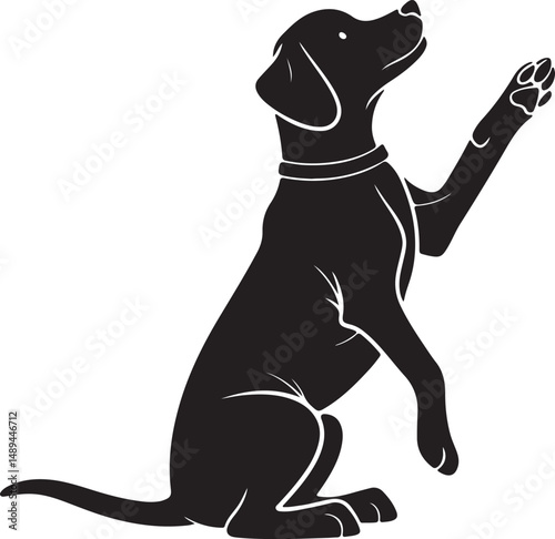 Begging Dog Silhouette with Raised Front Paws