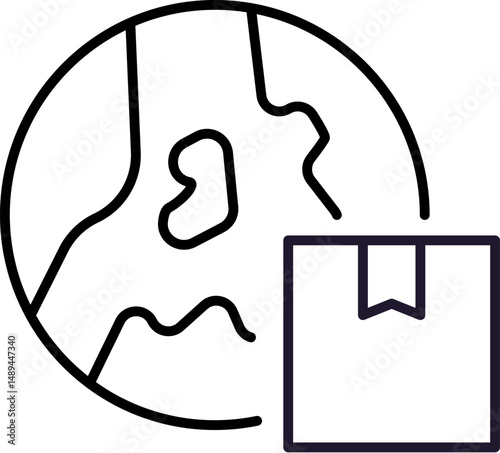 Global Delivery Outline Icon for Graphic and Web Design, Apps, Adverts, Various Cards