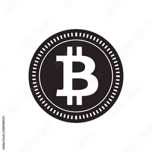 Bitcoin icon Crypto currency virtual electronic internet money coin logo Vector illustration