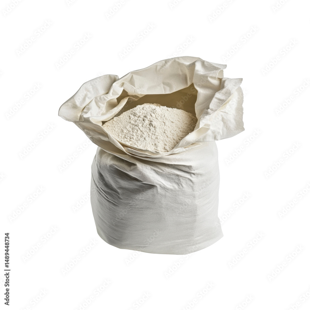 Obraz premium Bag of Flour, White Flour in Sack, Baking Ingredient, Food Production