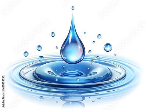 Realistic water drops isolated on white background