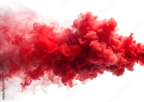 Red fog or smoke isolated on white background