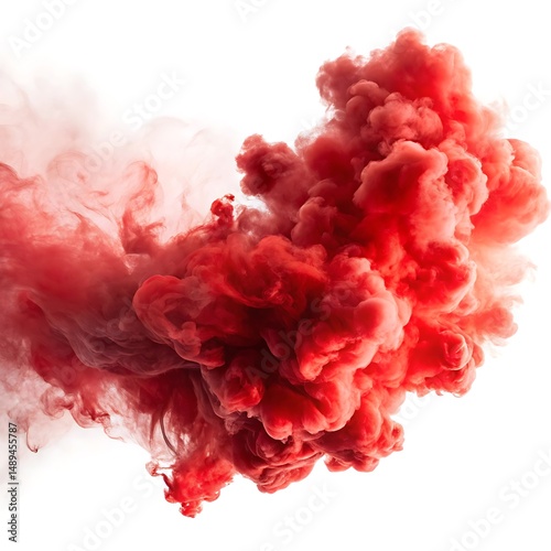 Red fog or smoke isolated on white background