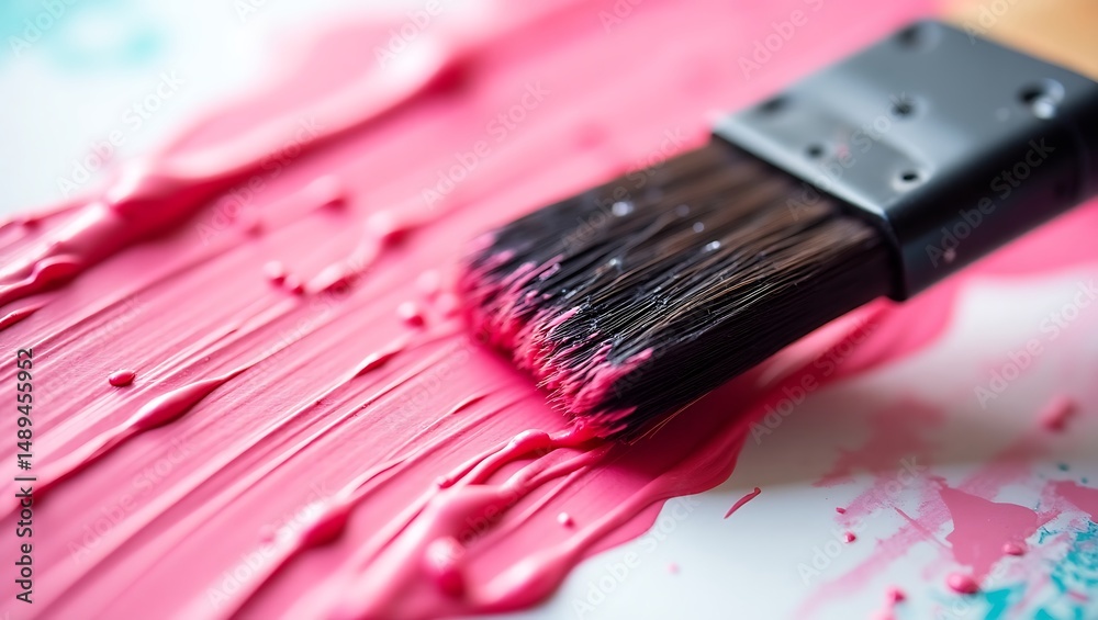 Fototapeta premium Pink paint brush stroke artistic abstract background