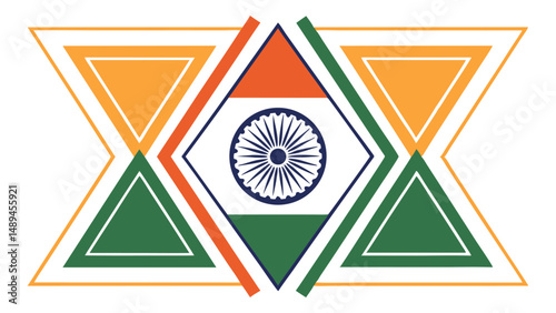 Indian flag tricolor illustration with ashoka chakra for independence day republic day design vector