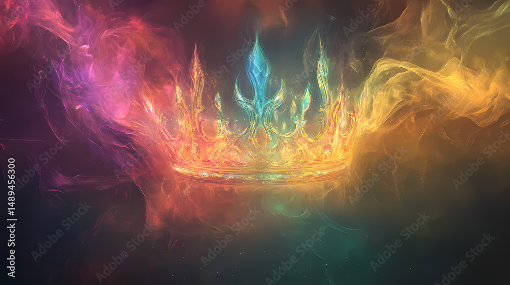 Obraz premium Energy of fractal realms background design. [Glass Realms] | Prism Majesty | spectral crown. Illustration