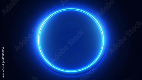 Shine blue neon circle frame for design isolated on white background