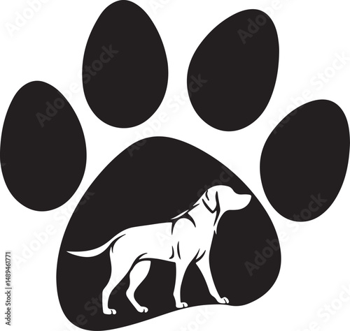 Large Paw Print Silhouette with Dog Inside