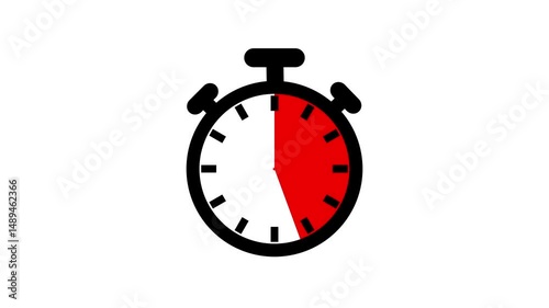 Stopwatch Icon with red Countdown Segment. Time Pressure Concept on black background