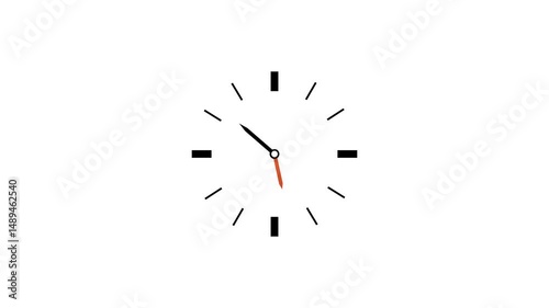 Clock animation icon alarm clock circle wall clock animated on black background. Clock icon circle 24 hours day fast speed with moving timer clock rotation.
