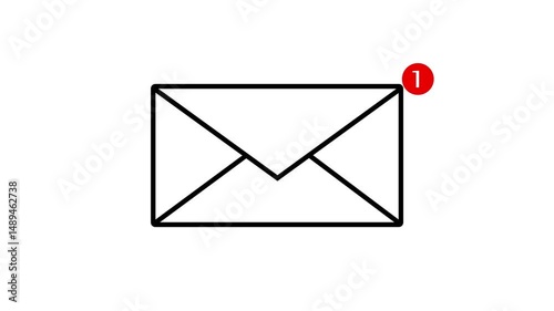 Animated Email Notification Icon.Email or Message Alert on white background.