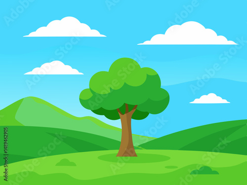 Vibrant fantasy landscape carton digital art illustration background wallpaper