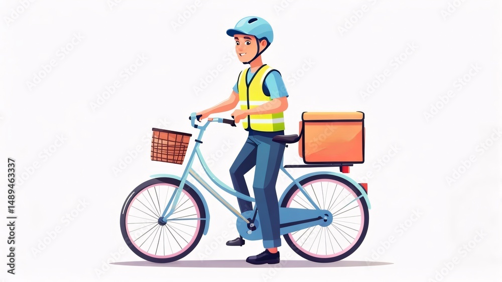 Fototapeta premium Bicycle Delivery Service Illustration of a Courier on a Bike