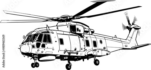 military helicopter vector illustration