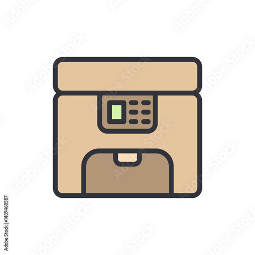 Stylized Illustration Of A Digital Printer With A Control Panel