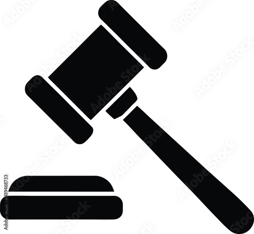 Judge's Gavel Above a Sound Block Silhouette