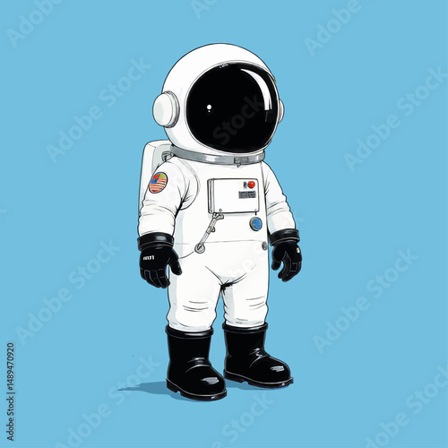 Astronaut in White Suit Standing on Blue Sky