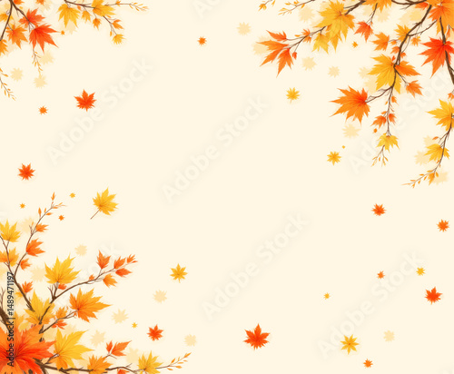 Autumn Leaves Falling in Golden Serenity