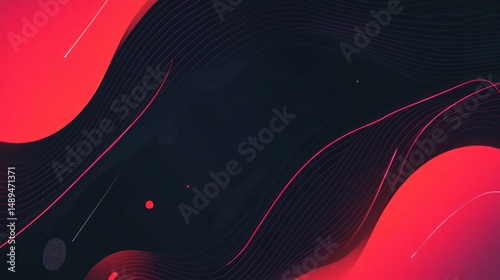Abstract red and black waves, dark background, dynamic design, website banner photo