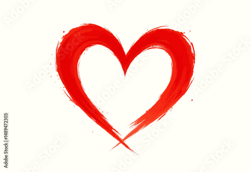 Bold Red Heart Brush Stroke Symbol of Love